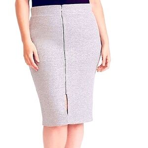 Torrid Gray (Plus 1XLg) Contemporary Ribbed Metallic Front Zip Pencil Skirt
